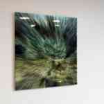 Cosmic Green Drop, 2020, laser, smalti e vernici su plexiglas, 92 x 92 cm